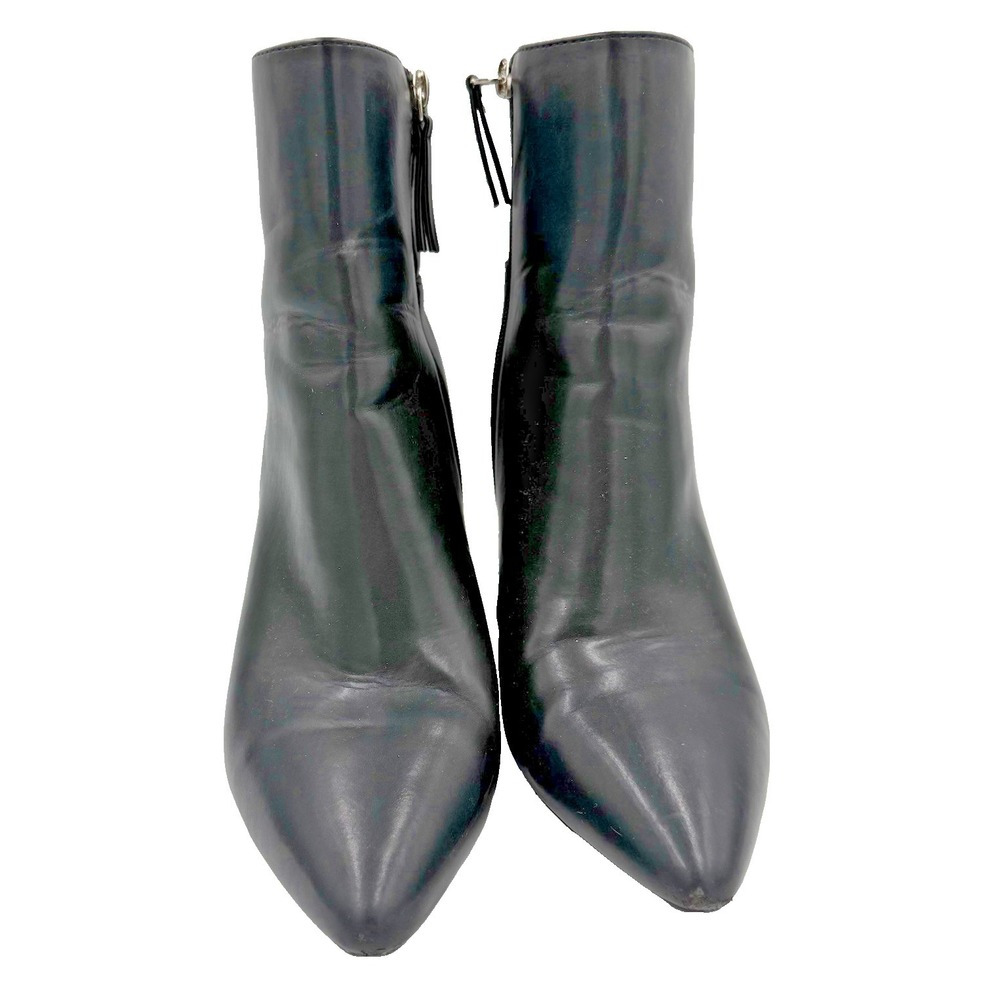 Madden Girl Black Pointed Toe Ankle Boots Side Zip Block Heel Booties Size 9.5